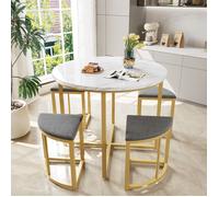 Ensemble de table de salle à manger avec quatre chaises, ensemble de salle à manger avec plateau en MDF, chaise en velours, gris