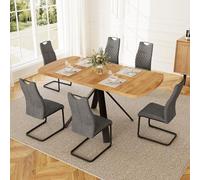 Ensemble de table de salle à manger extensible avec chaises en velours, 6 à 7 pièces, moderne en métal noir, réglable de 120 à 160 cm, parfait pour salle à manger et cuisine, élégant et peu encombrant