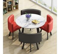 Ensemble de table de salle à manger pour 4 personnes, table de cuisine ronde 5 pièces avec pieds en acier, gain de place pour les petits espaces, table basse en option