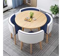 Ensemble de table de salle à manger ronde avec 4 chaises à bascule - Économie d'espace - 80 cm - Table pour club de réception - Design moderne en fourrure