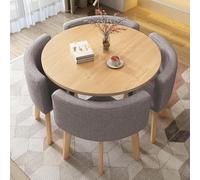 Ensemble de table de salle à manger ronde avec 4 chaises à dossier doux, meuble de cuisine peu encombrant pour 4 personnes, parfait pour les salles à manger et les salles de conférence, design élégant