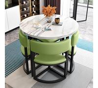 Ensemble de table de salle à manger ronde avec chaises à bascule pour 4 personnes, table à manger familiale de 80 cm, table et chaise combo gain de place en fourrure pour la maison et la réception