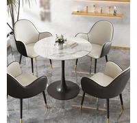 Ensemble de table de salle à manger ronde avec chaises, base trompette, plateau en ardoise, résistant aux chocs, aux rayures, aux hautes températures, idéal pour le bureau ou le café