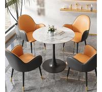 Ensemble de table de salle à manger ronde avec chaises, base trompette, plateau en ardoise, résistant aux chocs, aux rayures, aux hautes températures, idéal pour le bureau ou le café