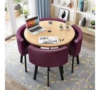 Ensemble de table de salle à manger ronde compacte pour 4 personnes - 80 cm - Meuble en polyuréthane violet peu encombrant pour la maison, le bureau, le balcon et le café - Design élégant et