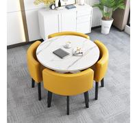 Ensemble de table de salle à manger ronde de cuisine - 5 pièces avec 4 chaises, table de conférence ronde de 74,9 x 74,9 cm, parfaite pour la maison, la salle à manger et les espaces polyvalents