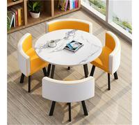 Ensemble de table de salle à manger ronde moderne 5 pièces avec 4 chaises - Combo, cuisine, petit déjeuner, bar, 80 x 75 cm, pour la maison et le bureau