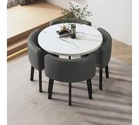 Ensemble de table de salle à manger ronde moderne pour 4 personnes - Meuble élégant de salle de conférence avec chaises - Table de bar compacte et chaise pour petits espaces