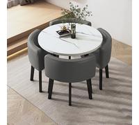 Ensemble de table de salle à manger ronde moderne pour 4 personnes - Mobilier élégant de cuisine et de bureau - Table de salle de conférence compacte avec design élégant de chaise, solution peu