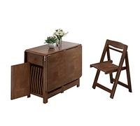 Ensemble de table de salle à manger rustique avec roulettes, table extensible et chaises en bois massif, table de jeu avec feuilles tombantes, parfaite pour les petits espaces