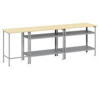 Ensemble de table de travail 3 pièces - Table de travail pour atelier et garage - Rangement - Tissu - Beige