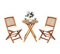 ensemble de table et 2 chaises giantex pliable en bois d’acacia pour intérieur et éxtérieur G