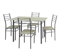 Ensemble de Table et 4 chaises pour Salle à Manger Lima Chêne/Gris, Table 110 cm x 70 cm x 76 cm, Structure métallique