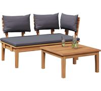 Ensemble de table et banc de jardin vidaXL, 2 pièces, gris et marron, en bois de teck massif