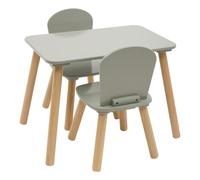 Ensemble de Table et Chaise Enfant Alex - Plateau Résistant à l'eau - Mobilier de Chambre, Salle de Jeux - Fille et Garçon - Bois, Bords Arrondis, Blanc (1 table + 2 chaises Vert)