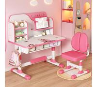 Ensemble de table et chaise réglables pour enfants, couleur rose