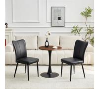 Ensemble de table et chaises 3 pièces haut de gamme | Table de bistrot ronde Ø 60 cm en MDF | 2 chaises ergonomiques enPolyuréthane| Piètement en entonnoir stable | Ensemble de salon compact noir