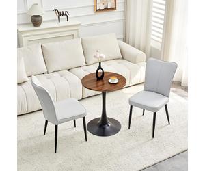 Ensemble de table et chaises 3 pièces haut de gamme | Table de bistrot ronde Ø 60 cm en MDF | 2 chaises ergonomiques enPolyuréthane| Piètement en entonnoir stable | Ensemble de salon peu encombrant, g