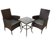 Ensemble de table et chaises de jardin en rotin marron, idéal pour balcon et jardin