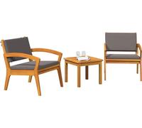 Ensemble de salon de jardin vidaXL avec coussins, 3 pièces, polyester marron