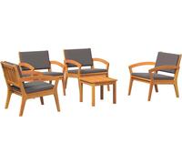 vidaXL Ensemble bistrot avec coussins 5 pièces Marron Polyester