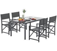 Ensemble de table et chaises Outsunny, 5 pièces, en acier, pour 4 personnes. Comprend une table et des chaises