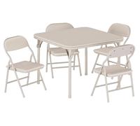 Ensemble de table et chaises pliables pour enfants - 5 pièces - Structure en métal - Rembourrage en polyuréthane souple - Idéal pour manger, lire et jouer - Couleur beige