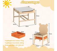 Ensemble de table et chaises pour enfants avec chaises Panda, conception 4 en 1