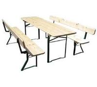 Ensemble de table et de bancs pour Biergarten. Qualité brassérie, table de 67 cm de largeur, directement du fabricant. Finition : peinture double couche. Dimensions : 220 x 67 cm