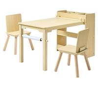 Ensemble de table et de chaises pour enfants, table de bricolage pour tout-petits avec un meuble de rangement à 3 niveaux, bureau d'activité en bois pour enfants avec 2 chaises, bureau de loisirs pour
