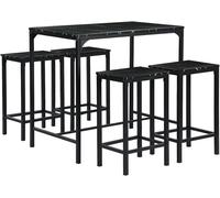 Ensemble de table haute, table à manger en marbre avec 4 tabourets de bar, 100x60x90 cm. Table haute avec tabourets (30x40x65 cm). Table de cuisine, chaises de cuisine, noir