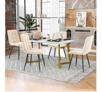 Ensemble de table modernea - 4 chaise de salle à manger en velours beige,table à manger rectangulaire 117cm - pieds de table dorés