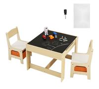 Ensemble de table pour enfants - Table pour enfants & 2 chaises pour enfants - P2-Grad MDF Kindertisch-Set - Meubles solides pour enfants avec plateau de table double face & boîte de rangement - Ensem