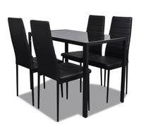 Ensemble de table pour salle à manger 5 pièces - Noir - Verre trempé et structure en fer