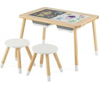 Ensemble de table sensorielle pour enfants avec 2 tabourets, plateau double face