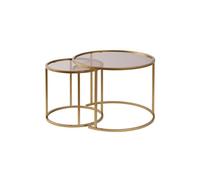 Ensemble de tables basses en métal ""Aurum"" - 42 x 42 x 39 cm - Or Bronze