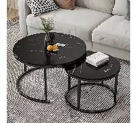 Ensemble de tables basses imbriquées, table basse ronde, table d'appoint/table de chevet de style moderne, convient pour la chambre et le salon. 1 piècePanneau de fibres à densité moyenne