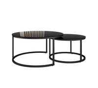Ensemble de tables basses Montreal, 77x77cm 2 pièces, Noir Haute brillance, Vicco 55496