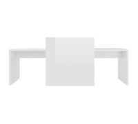 Ensemble de tables basses - vidaXL - Blanc brillant - Bois d'ingénierie - 100x48x40 cm - Table gigogne