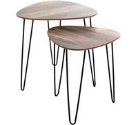 Ensemble de tables d'appoint Azomor Moderne, finition chêne et structure métallique