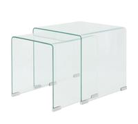 vidaXL Ensemble de Tables gigognes Salon 2 Pièces Verre trempé Transparent