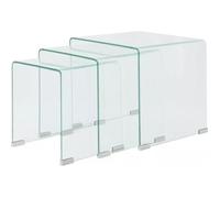 vidaXL Ensemble de tables gigognes Salon 3 pièces Verre trempé transparent