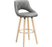 Ensemble de tabourets de bar avec dossier, gris, simili cuir