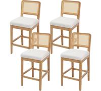 Ensemble de tabourets de bar blancs - Tabourets de bar - Tabourets de comptoir - Hauts tabourets - Tabourets de cuisine - Dosseret en osier