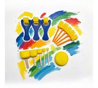 Ensemble de tampons éponge pour peinture, pinceau en mousse pour peinture, rouleau à peinture en mousse, petit rouleau éponge avec manche bleu, 5 pièces éponge à manche jaune, 5 pièces tête de champig