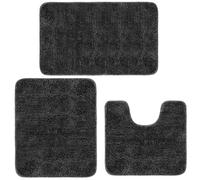 Ensemble de tapis de bain – 3 pièces – Doux – Anthracite – Forme en U – Dimensions : 40 x 50 cm, 50 x 60 cm, 50 x 80 cm