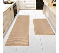 Ensemble de tapis de bain antidérapants – Pour salle de bain, cuisine, salon et chambre – Marron, dimensions : 43 x 61 cm + 61 x 120 cm