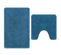Ensemble de tapis de bain antidérapants - vidaXL - 2 pièces - Bleu - 50x50 cm - Antidérapant - Lavable en machine