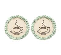 Ensemble de Tapis de Boisson tressé en Corde de Coton et Bois, Paire de Repose-Tasses Rondes pour Tasse, théière, Tampon Thermique de Table, décoration de thé à la Maison
