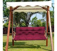 Ensemble de tapis de hamac surdimensionné en fourrure de jardin 3 places avec auvent épais et coussin de banc de rechange rouge 150 x 100 x 10 cm